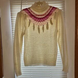 Ricki's Ivory and Magenta Turtleneck Sweater